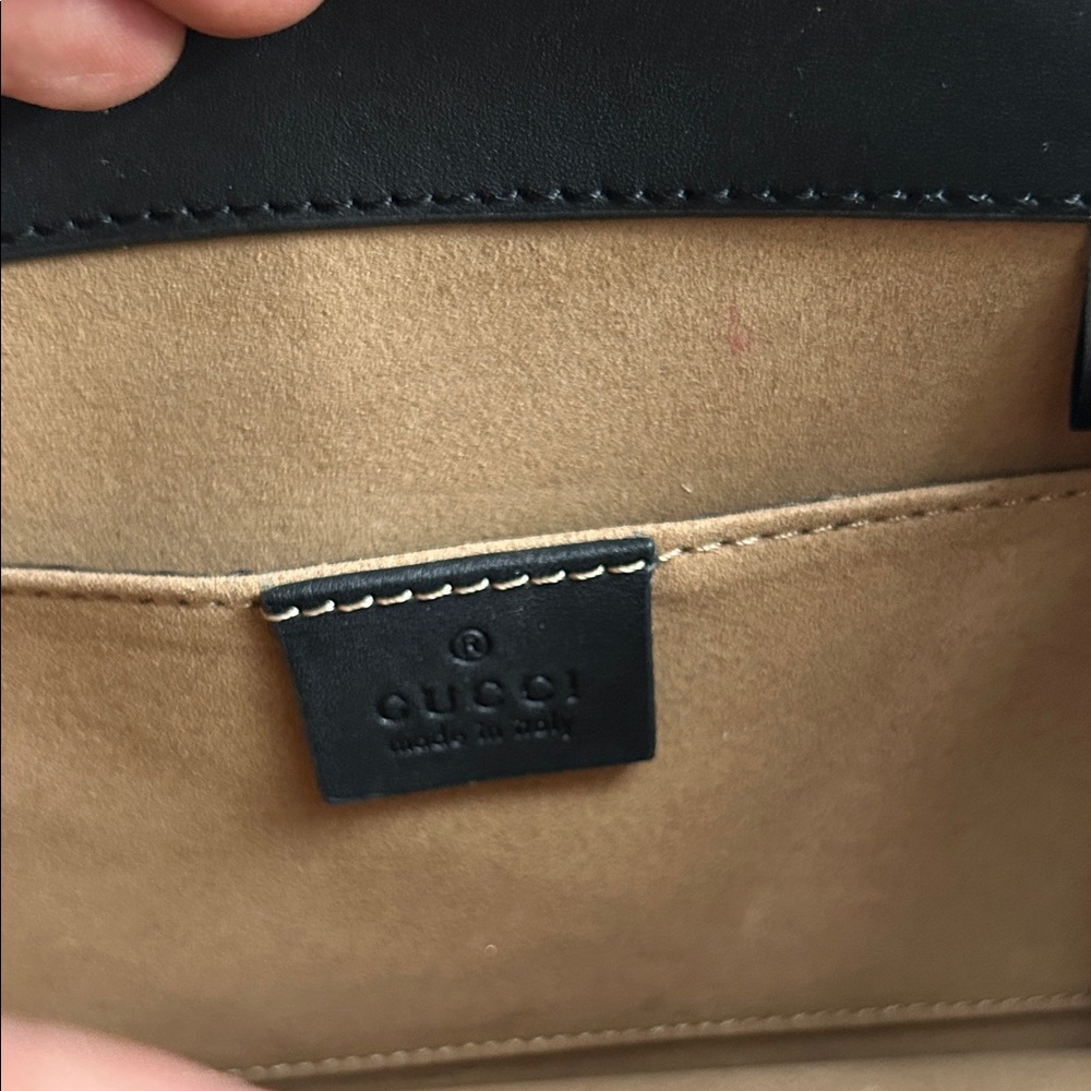 GUCCI Black Calfskin Leather Web Mini Sylvie - Picture 6 of 7
